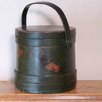 19th century American folk art painted bentwood box moss green floral