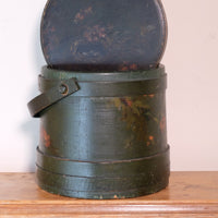 19th century American folk art painted bentwood box moss green floral