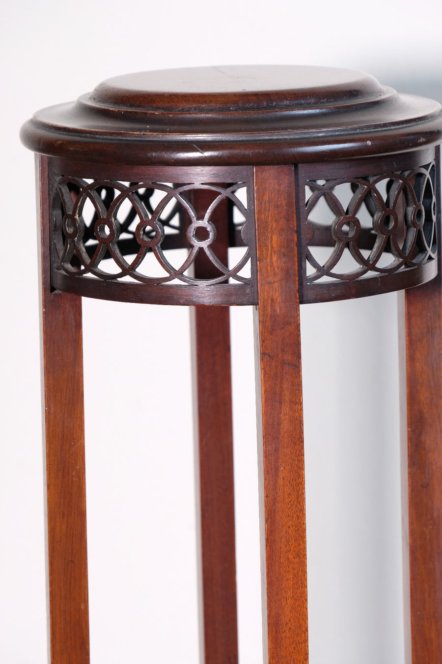 Antique Mahogany Torchère or Plant Stand with Pierced Gallery