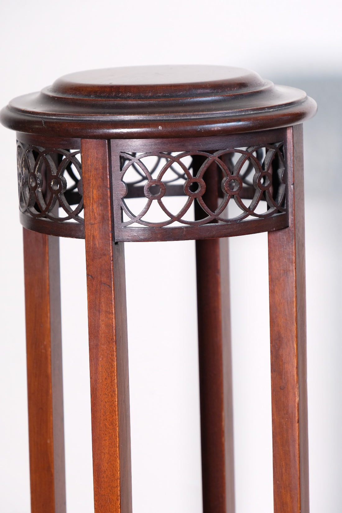 Antique Mahogany Torchère or Plant Stand with Pierced Gallery