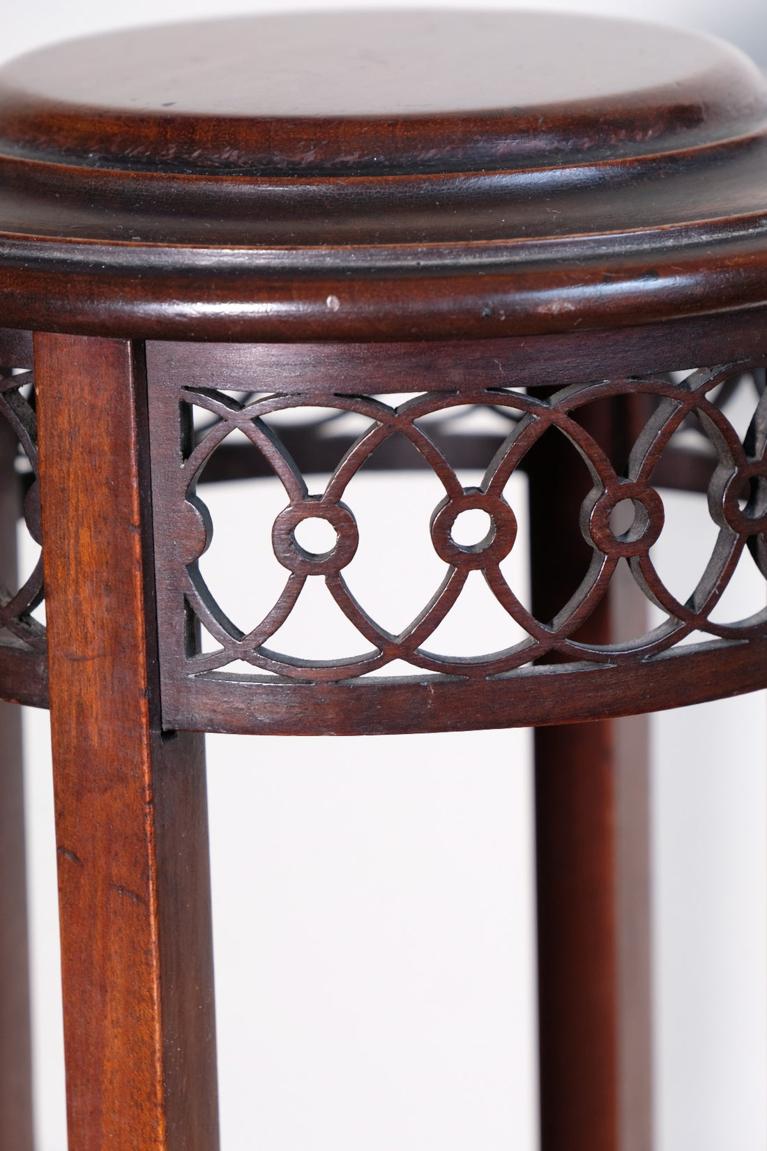 Antique Mahogany Torchère or Plant Stand with Pierced Gallery