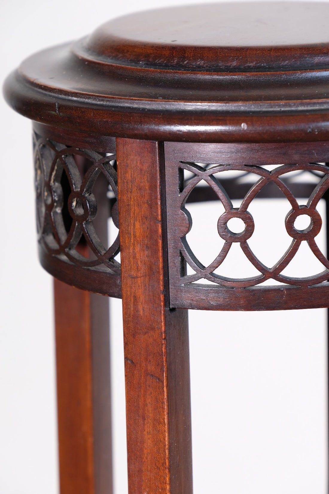 Antique Mahogany Torchère or Plant Stand with Pierced Gallery