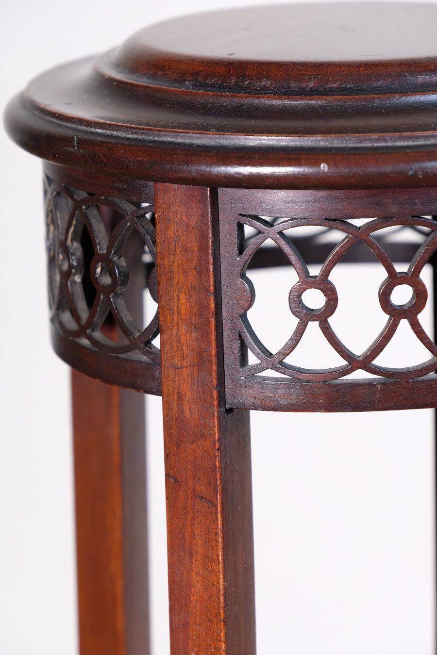 Antique Mahogany Torchère or Plant Stand with Pierced Gallery
