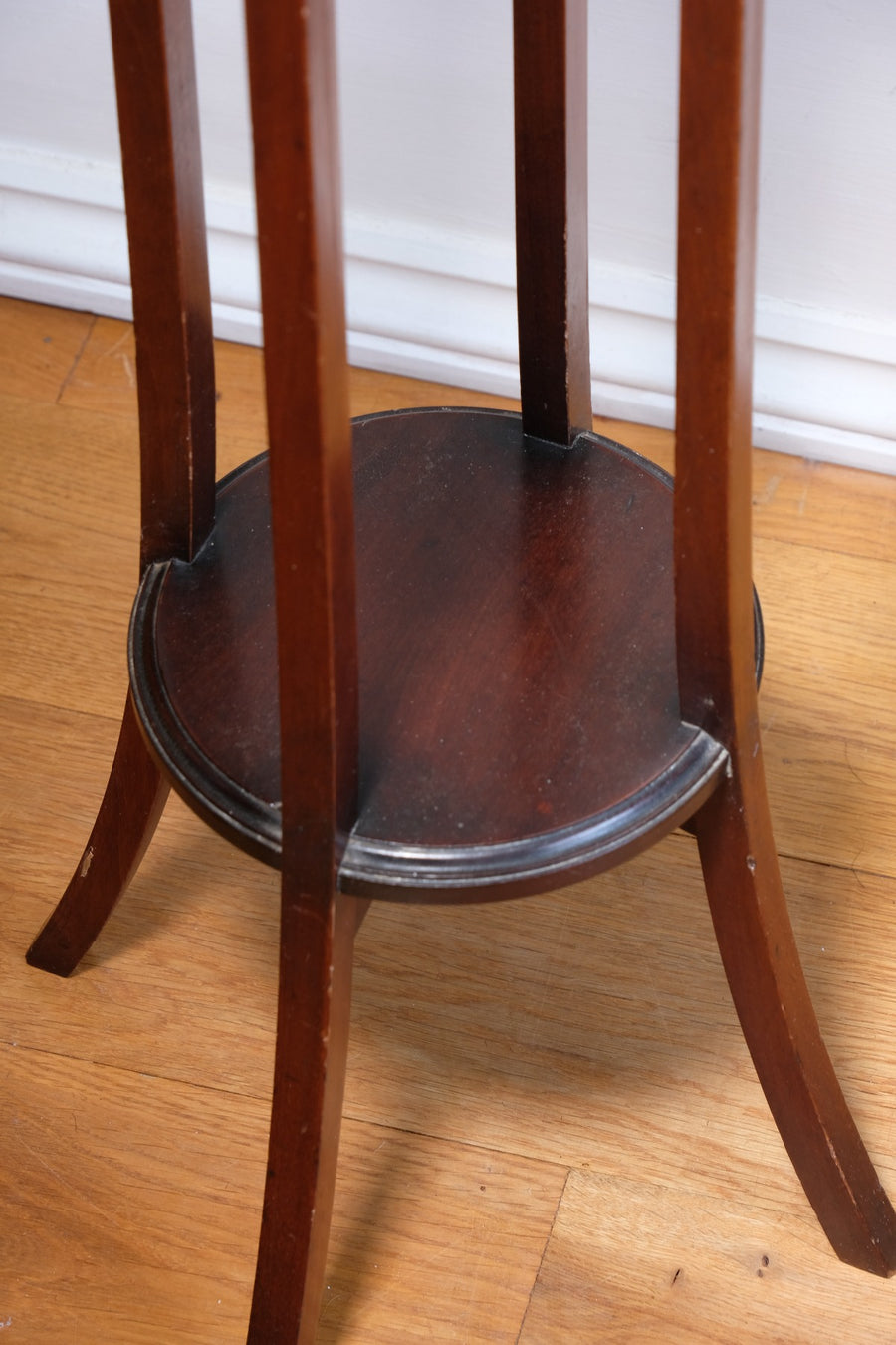 Antique Mahogany Torchère or Plant Stand with Pierced Gallery