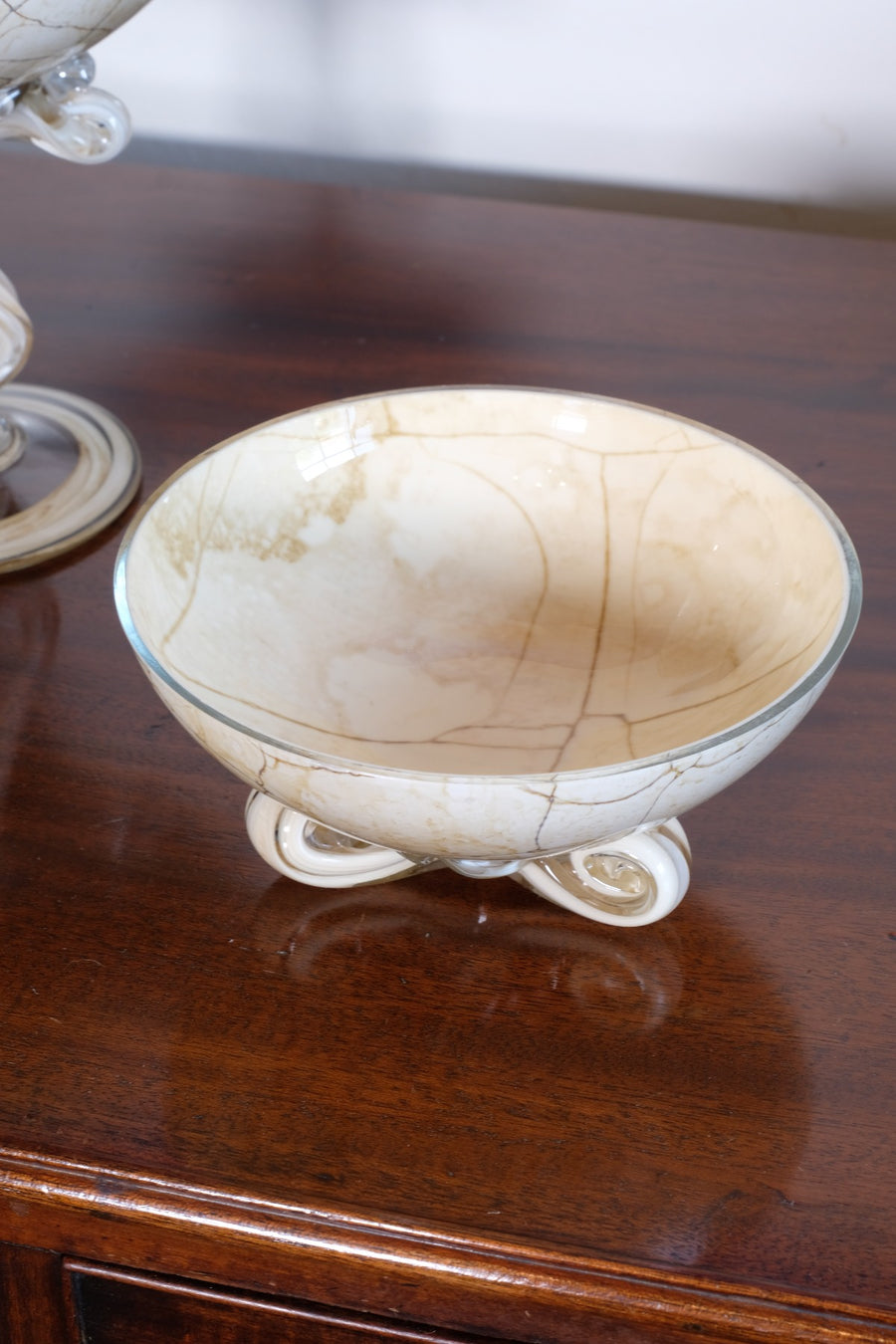 Set of Three Venetian‑Style Tazza Stemmed Glasses
