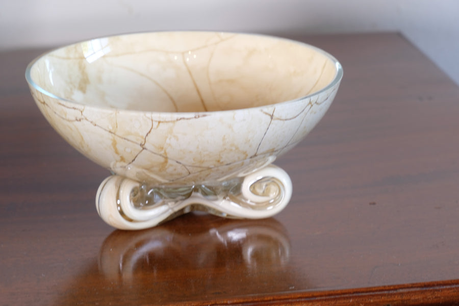Set of Three Venetian‑Style Tazza Stemmed Glasses