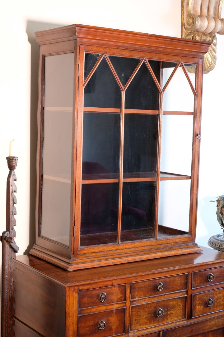 Mahogany Astral Glazed Wall Display Cupboard c 1910