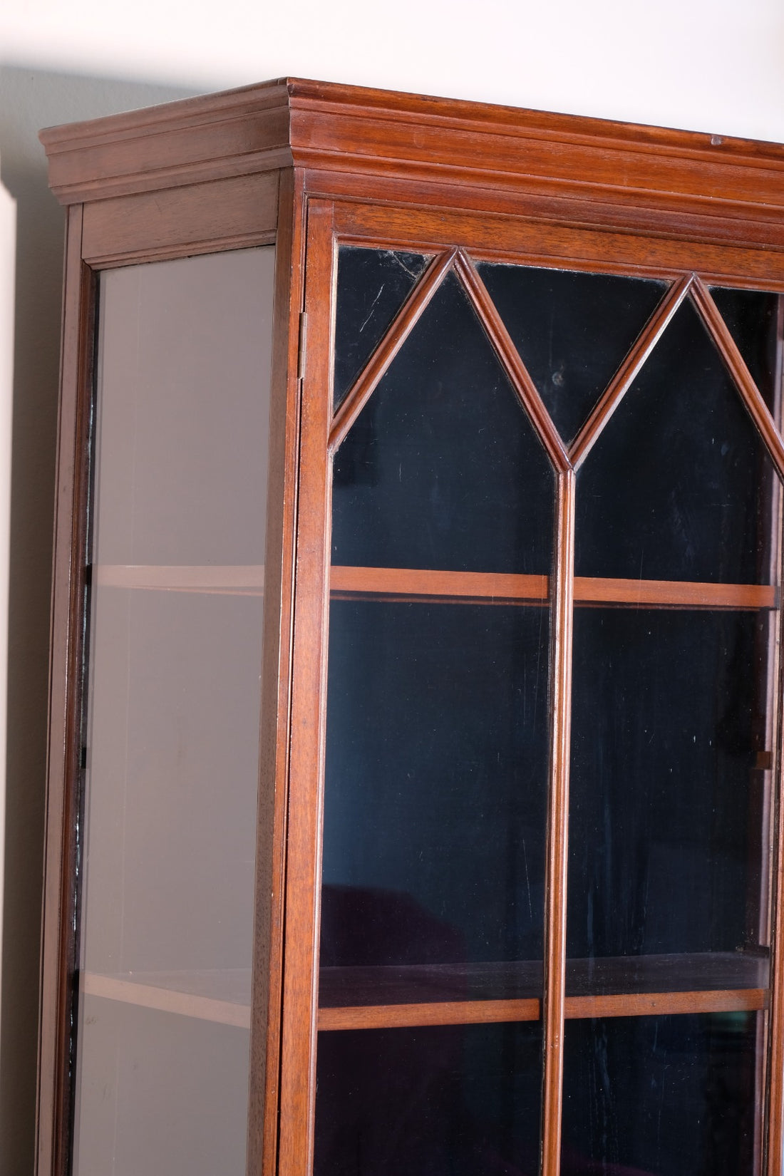 Mahogany Astral Glazed Wall Display Cupboard c 1910