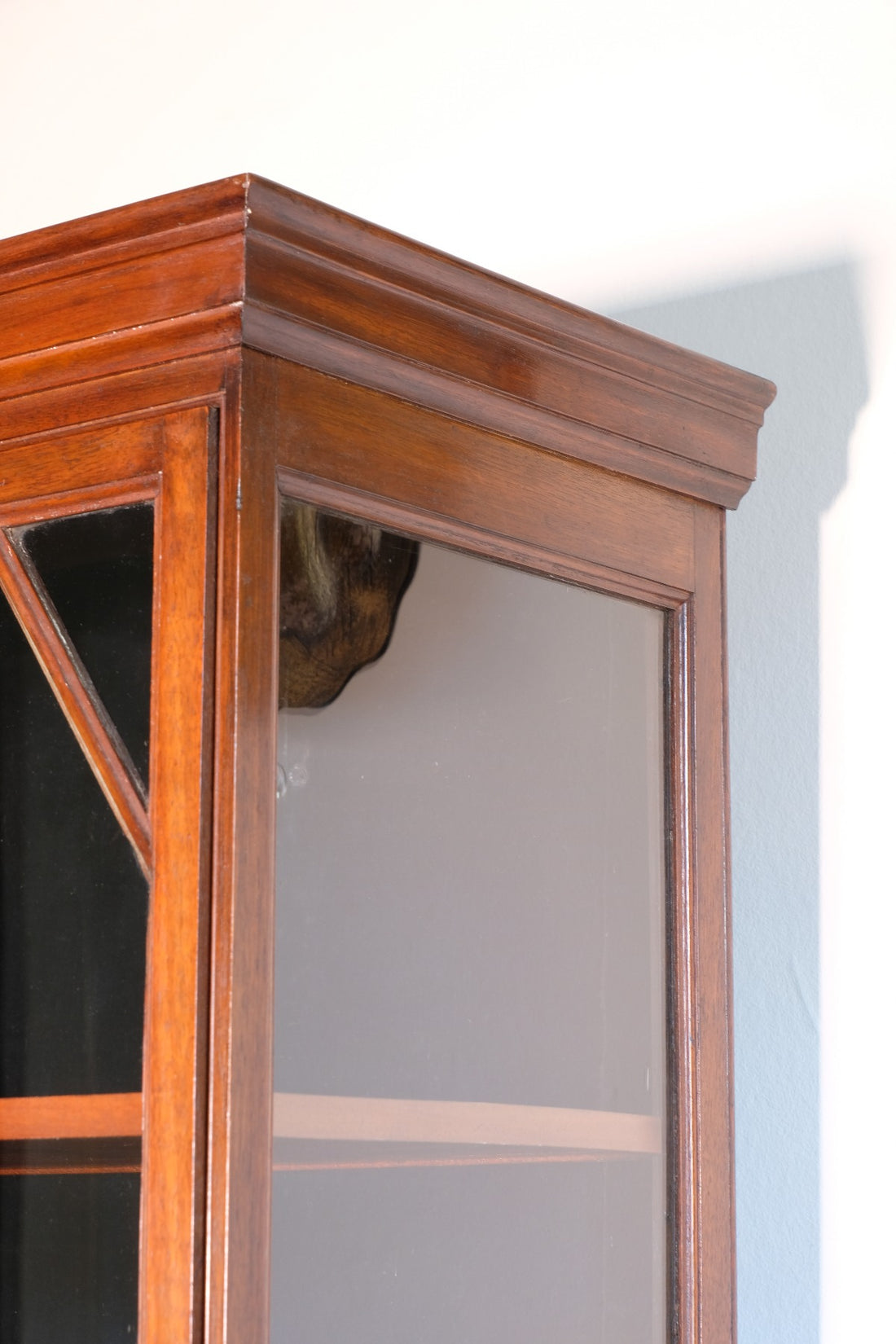 Mahogany Astral Glazed Wall Display Cupboard c 1910