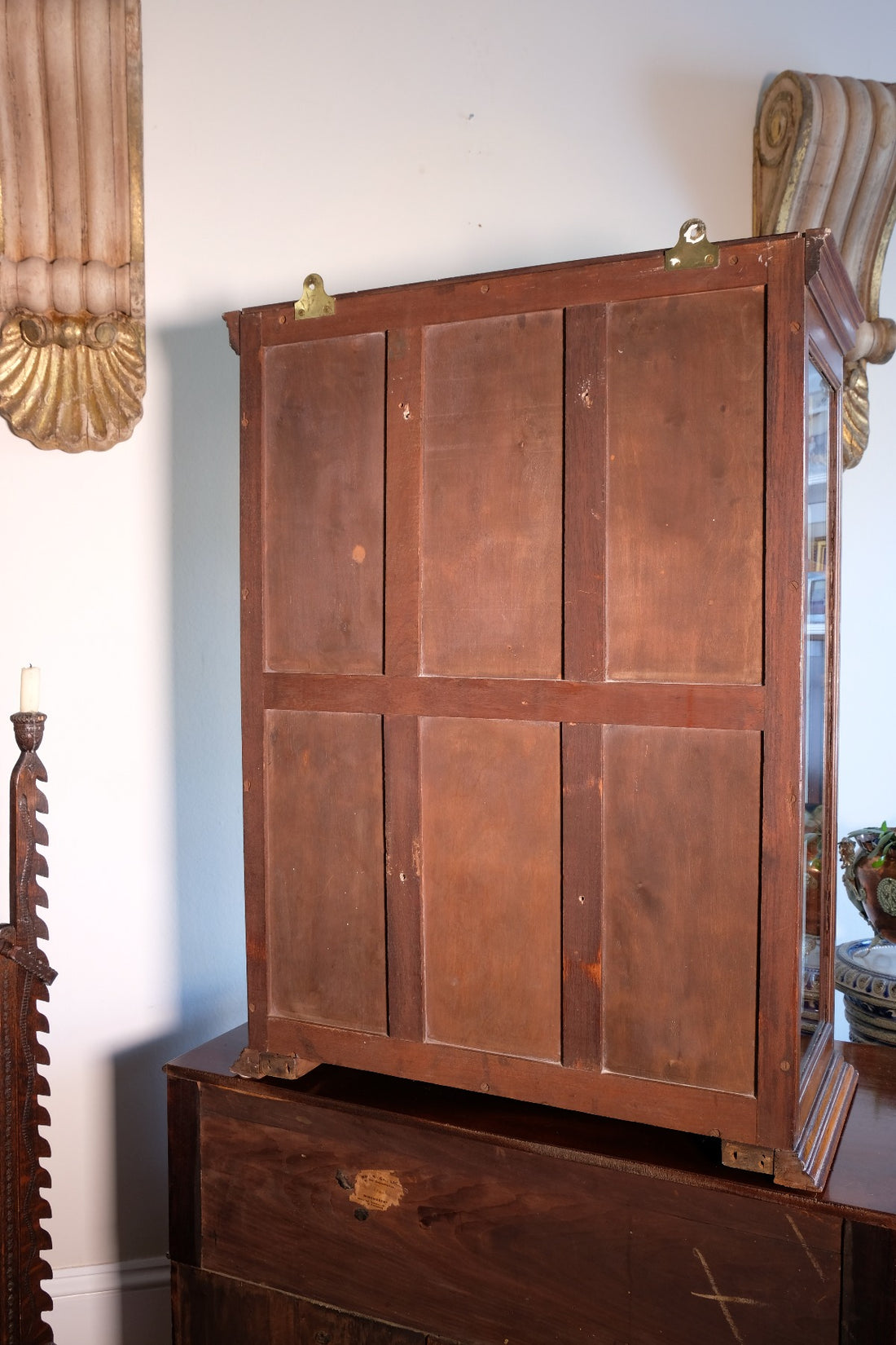 Mahogany Astral Glazed Wall Display Cupboard c 1910
