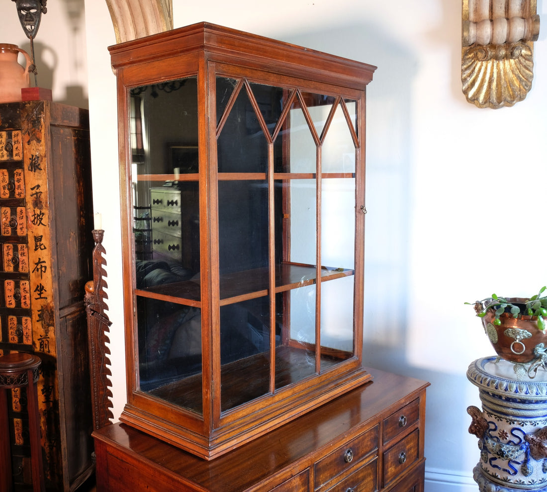 Mahogany Astral Glazed Wall Display Cupboard c 1910