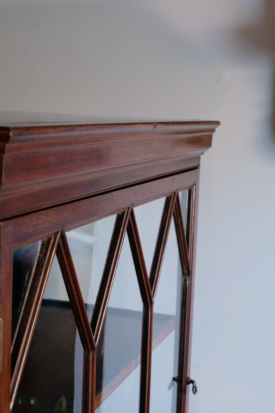 Mahogany Astral Glazed Wall Display Cupboard c 1910