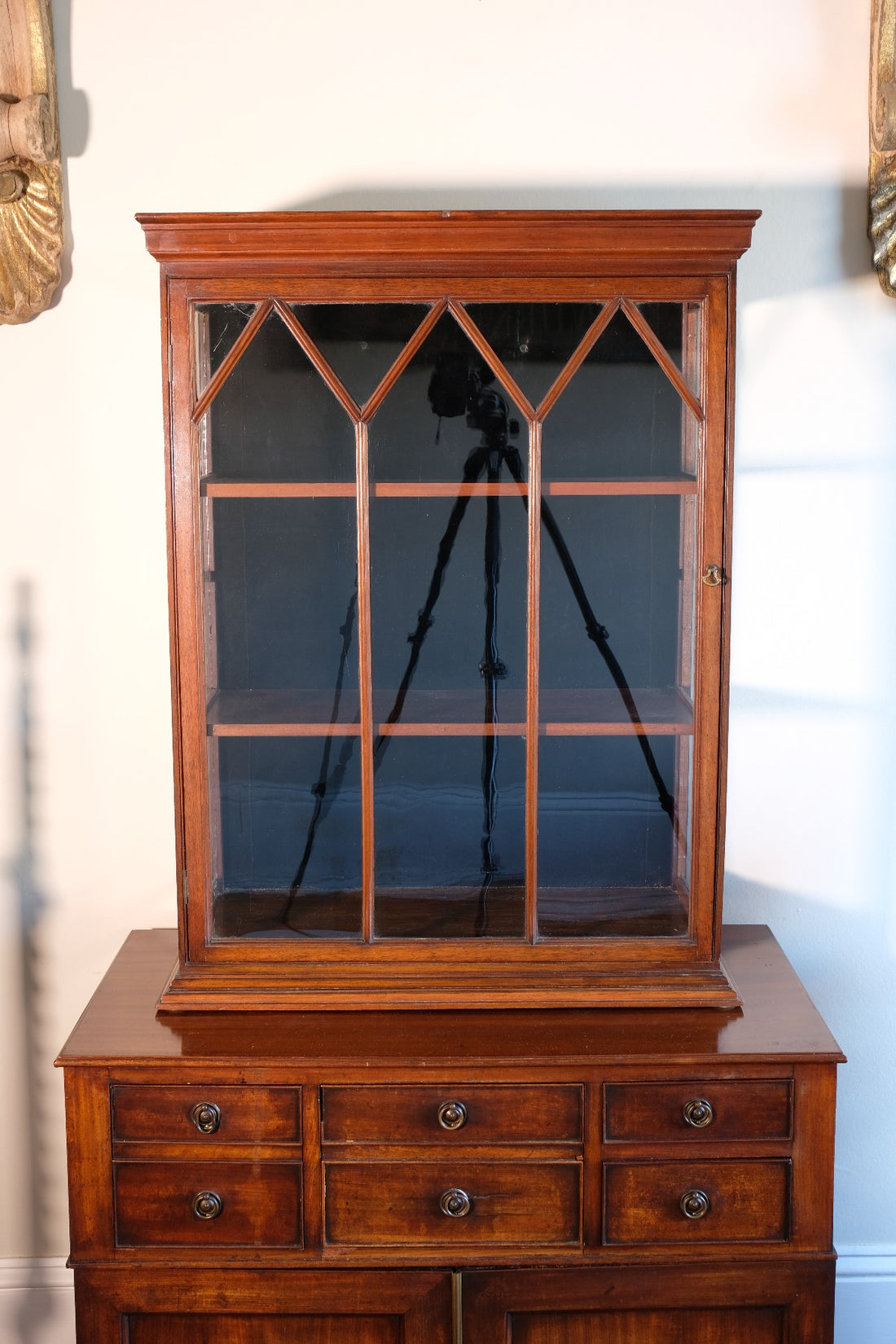 Mahogany Astral Glazed Edwardian Wall Display Cupboard Circa 1910