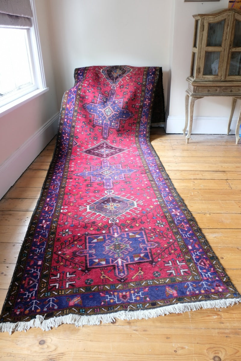 Vintage Middle Eastern Wool Vibrant Hall Runner