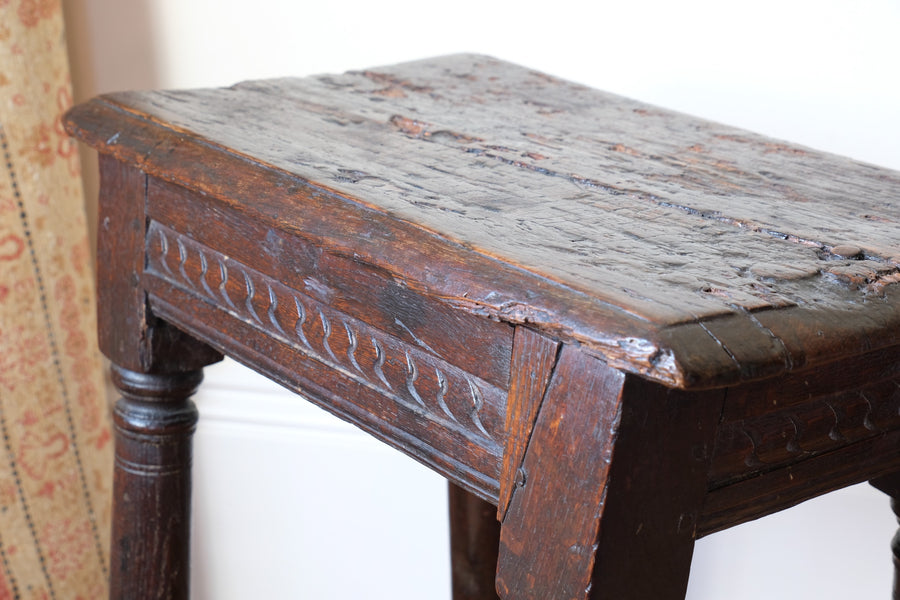 detail reeded border oak jointed stool
