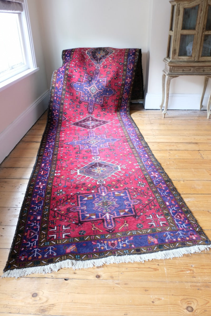 Vintage Middle Eastern Wool Vibrant Hall Runner