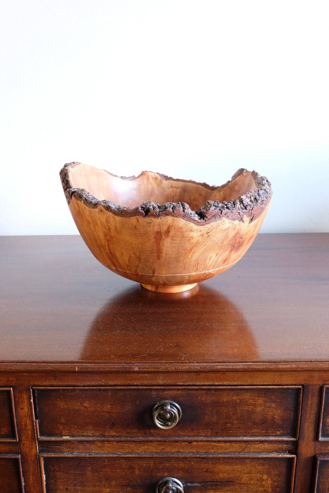 hand turned burr elm bowl live bark edge