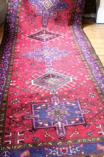 Vintage Middle Eastern Wool Vibrant Hall Runner