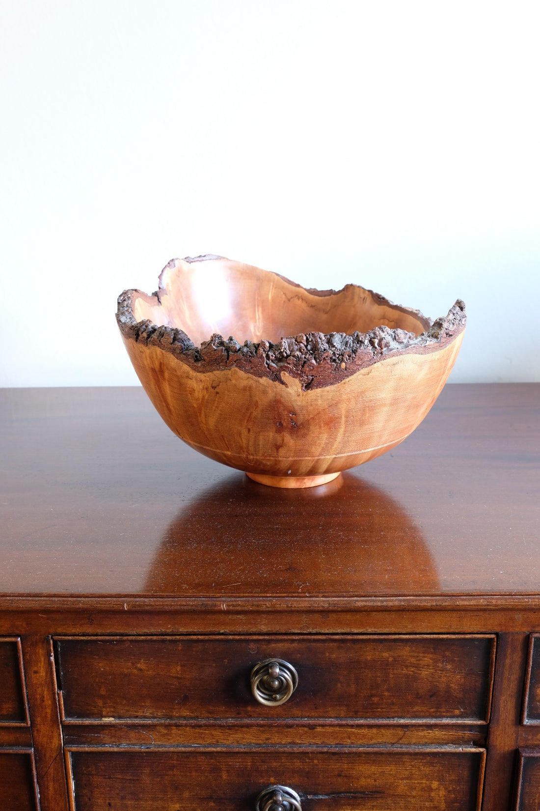 hand turned burr elm bowl live bark edge