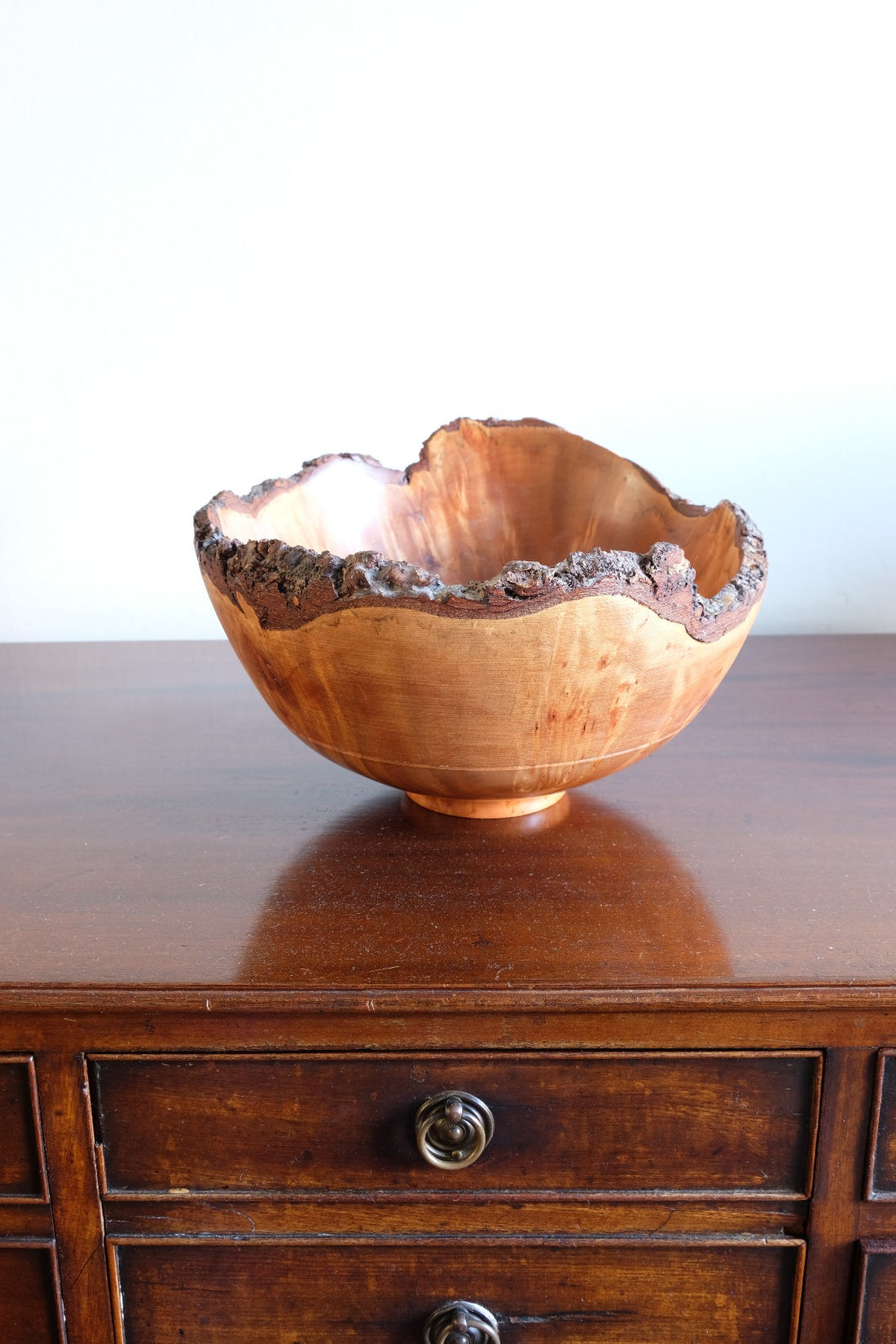hand turned burr elm bowl live bark edge