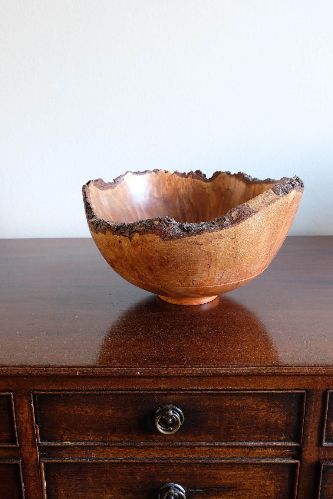 hand turned burr elm bowl live bark edge