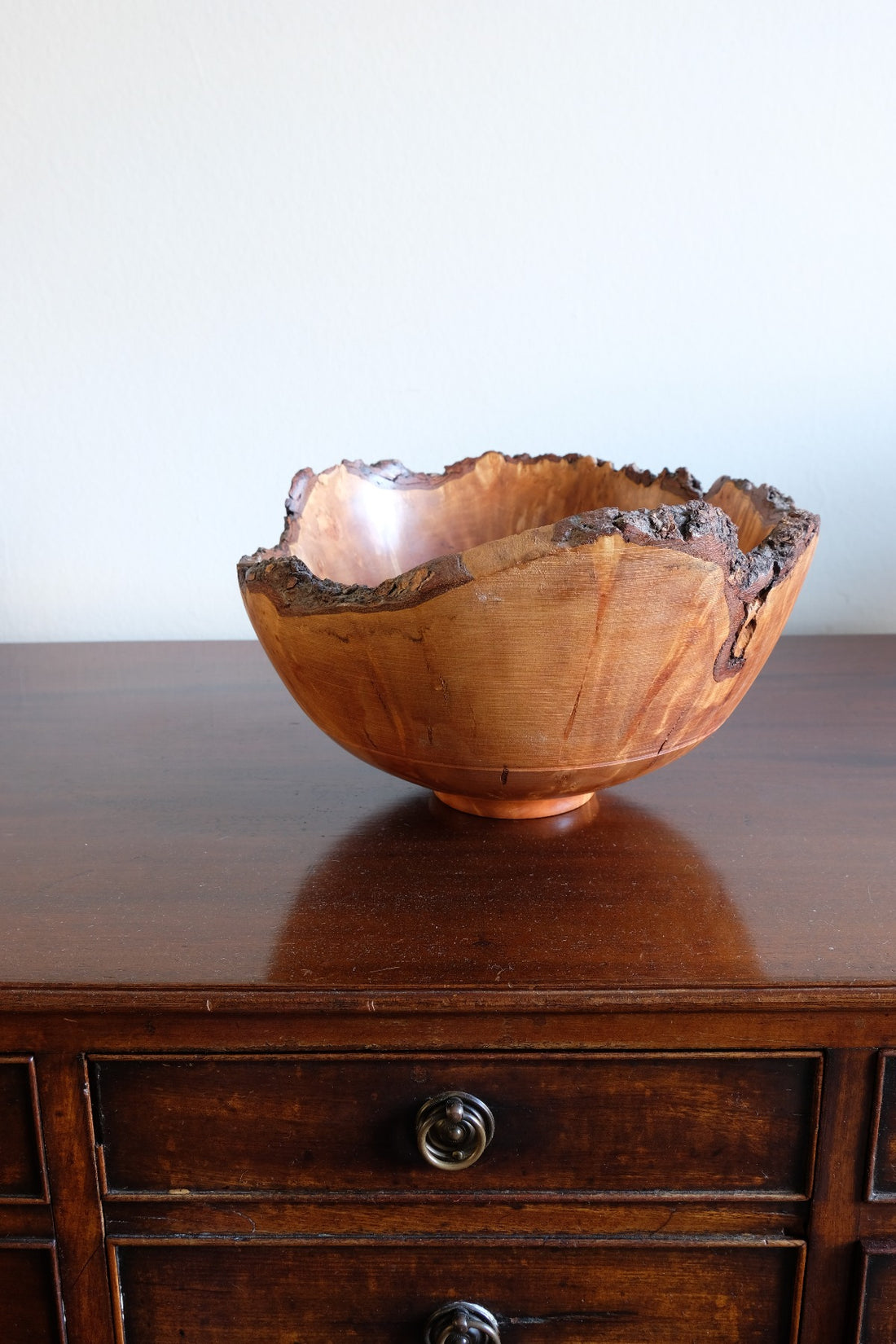 hand turned burr elm bowl live bark edge