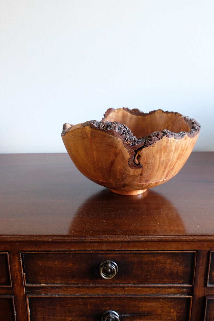 hand turned burr elm bowl live bark edge
