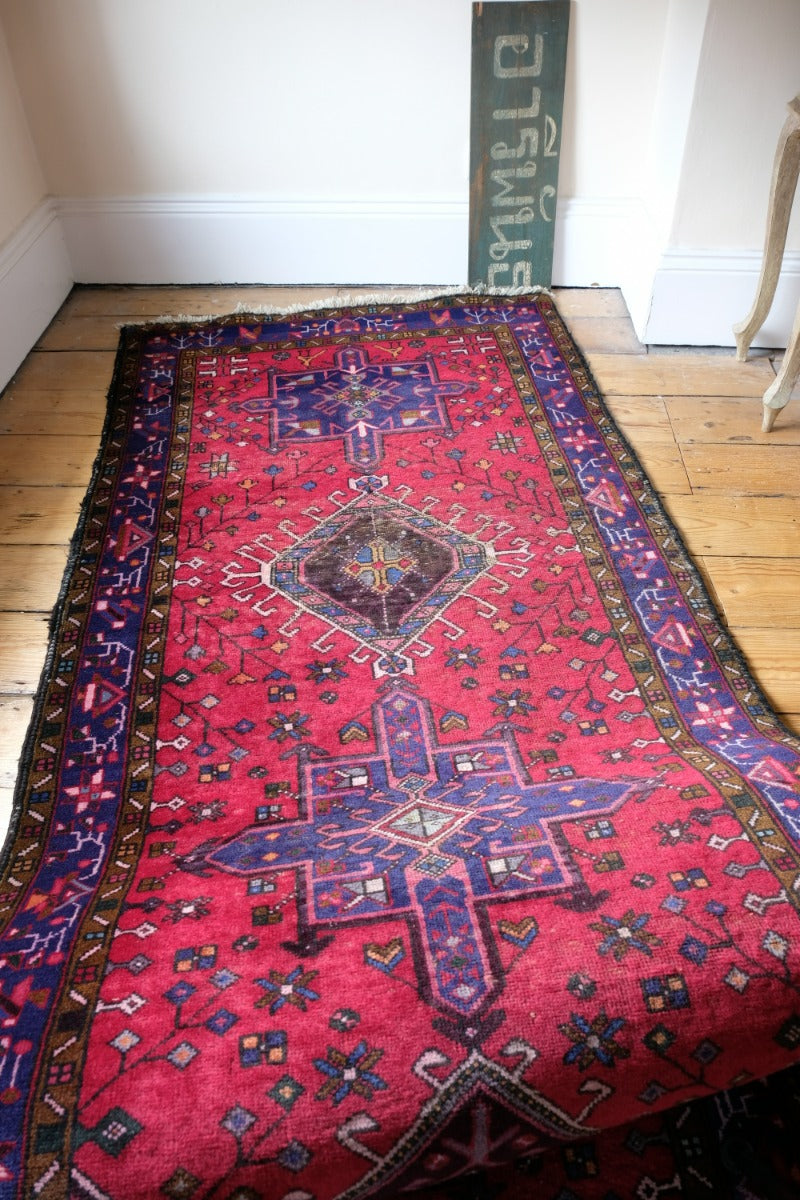 Vintage Middle Eastern Wool Vibrant Hall Runner