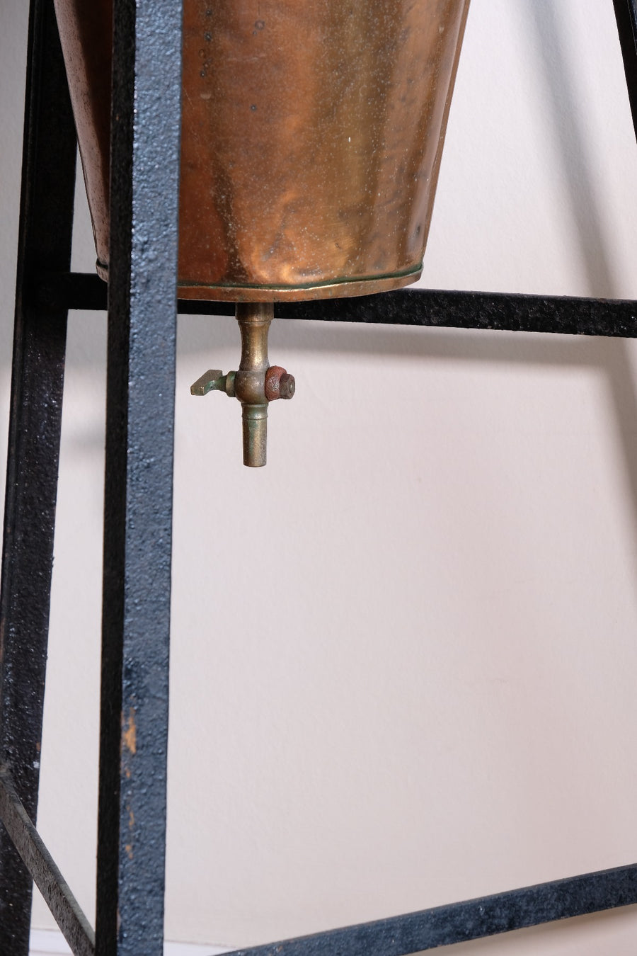 Large Victorian copper conical planter on cast iron stand