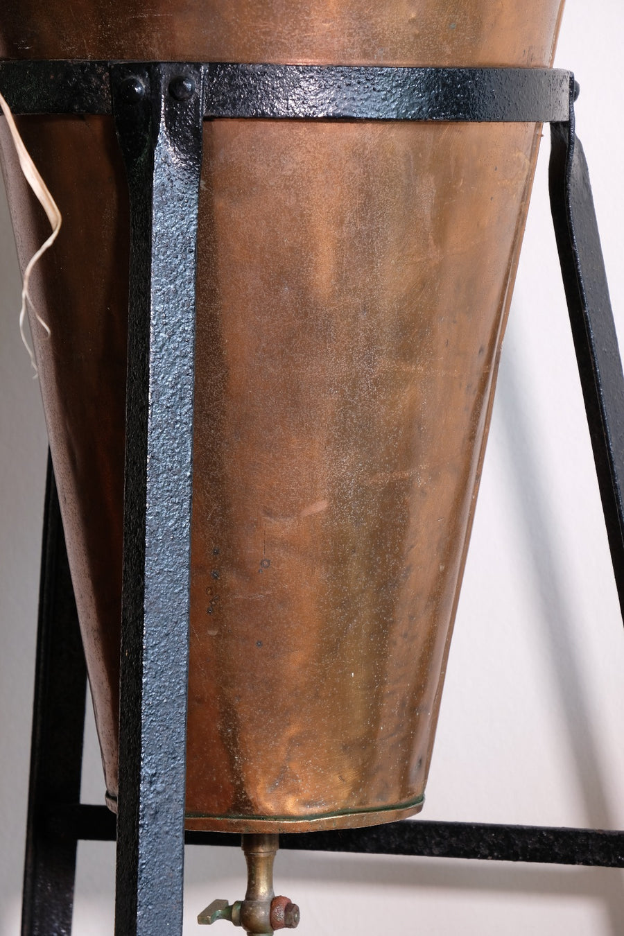 Large Victorian copper conical planter on cast iron stand