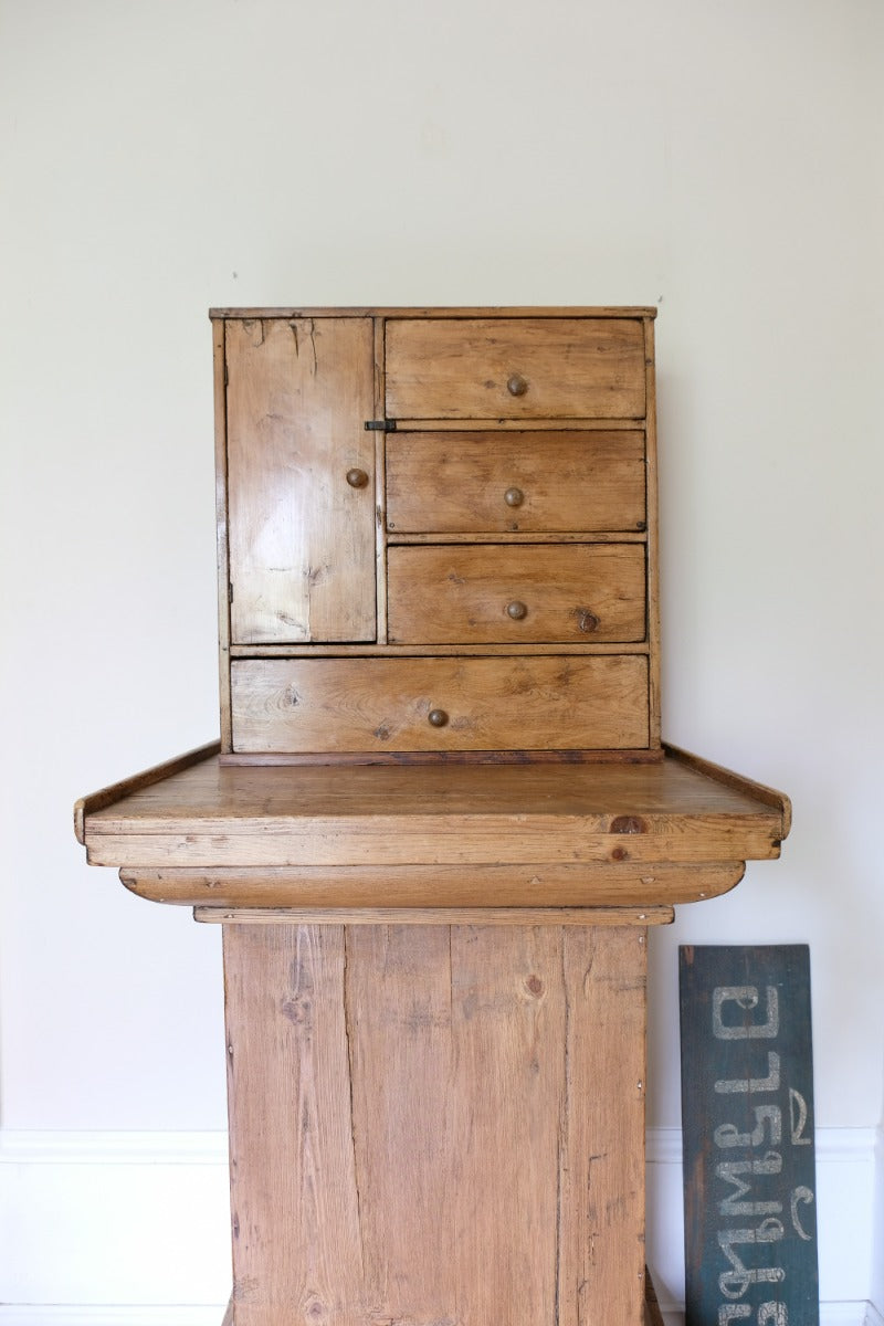 Scratch Built Pine Cupboard With Four Varied Drawers