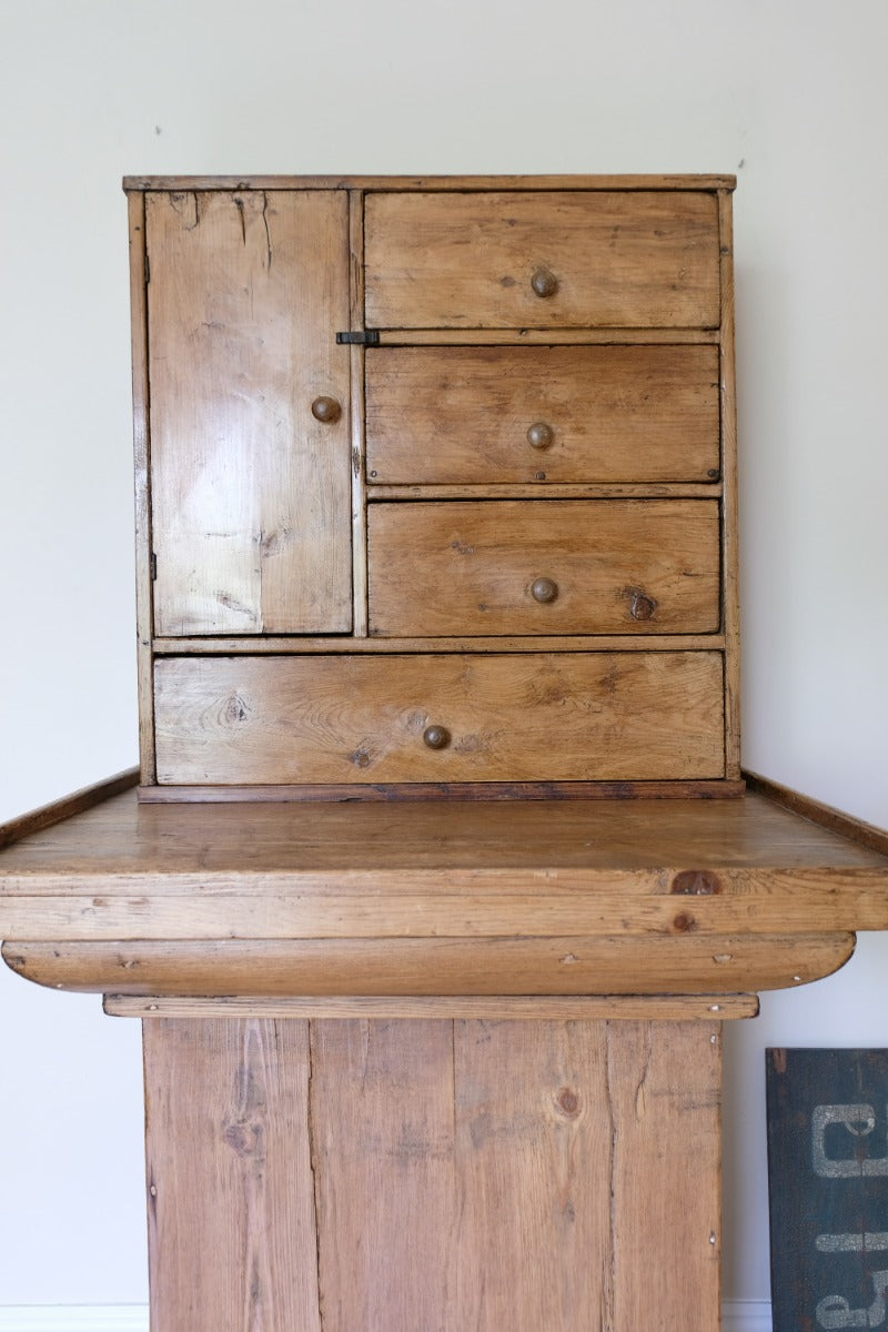 Scratch Built Pine Cupboard With Four Varied Drawers