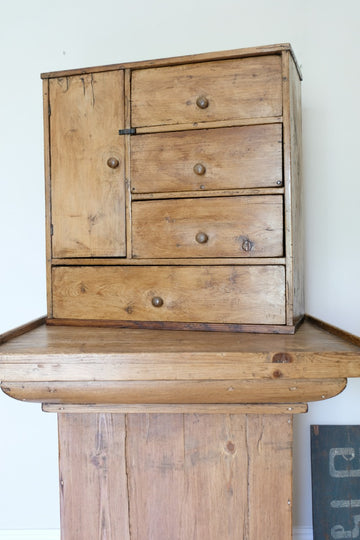 Scratch Built Pine Cupboard With Four Varied Drawers