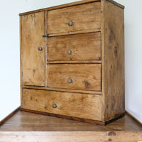 Scratch Built Pine Cupboard With Four Varied Drawers