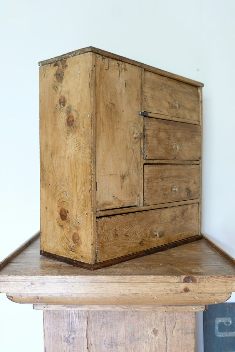 Scratch Built Pine Cupboard With Four Varied Drawers