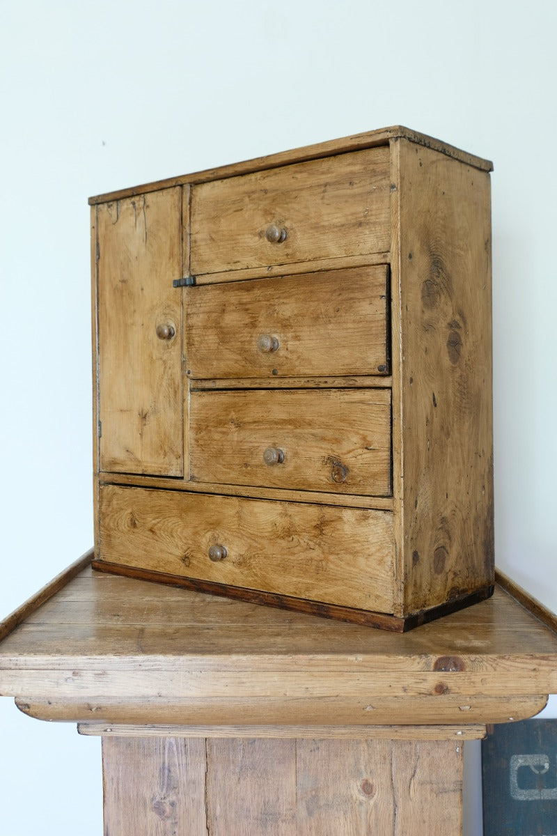 Scratch Built Pine Cupboard With Four Varied Drawers