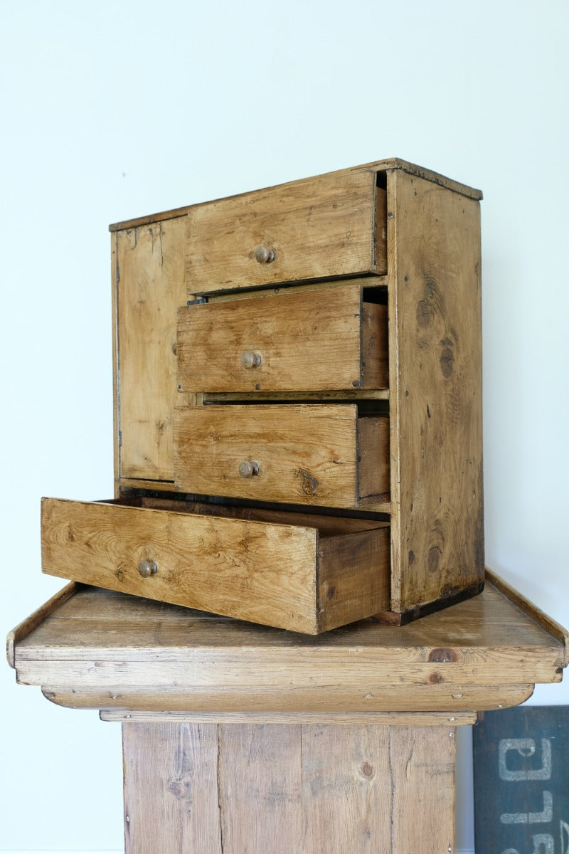 Scratch Built Pine Cupboard With Four Varied Drawers