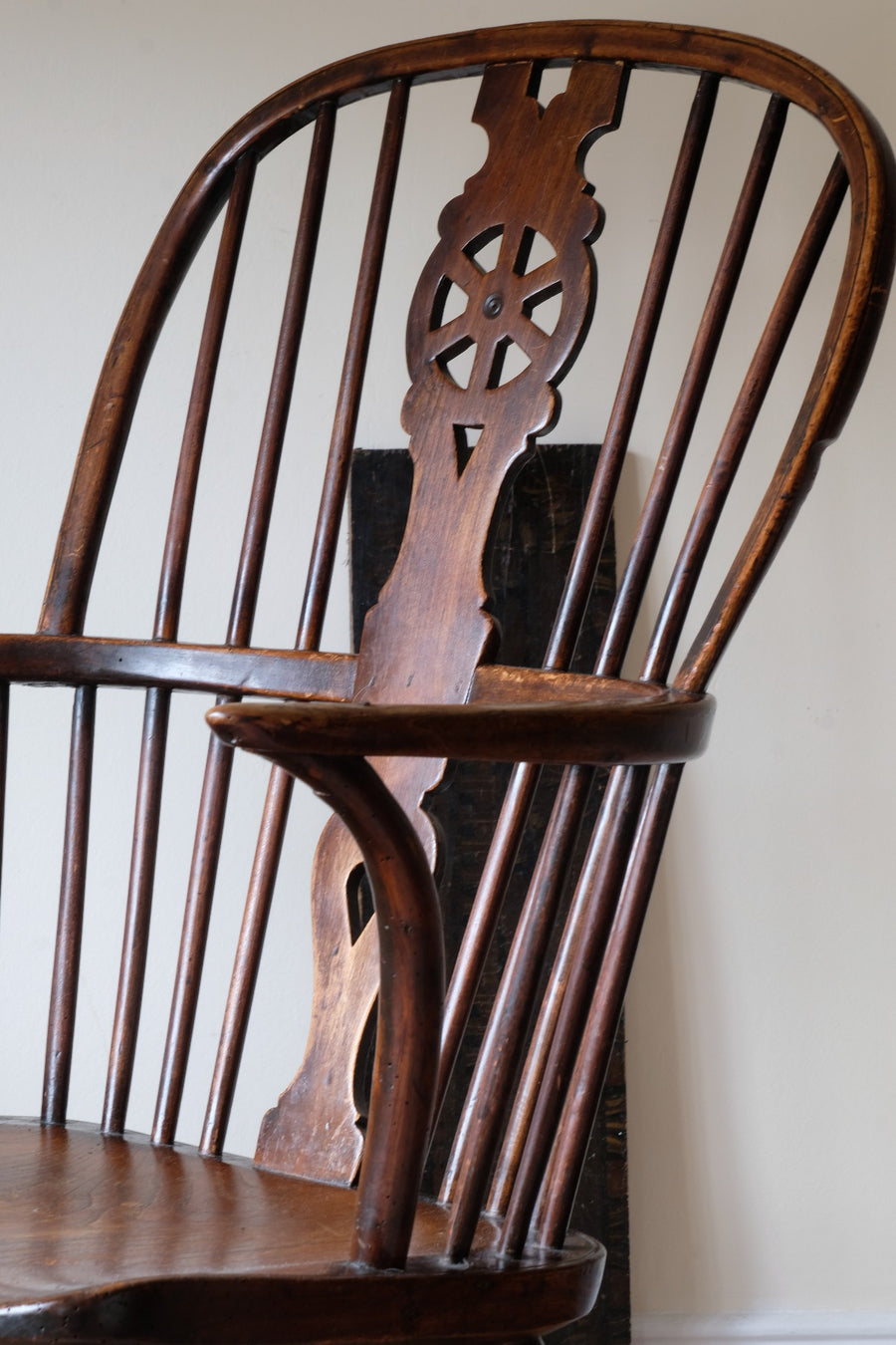 back of a 19th Century Windsor Wheelback Armchair in Ash & Elm