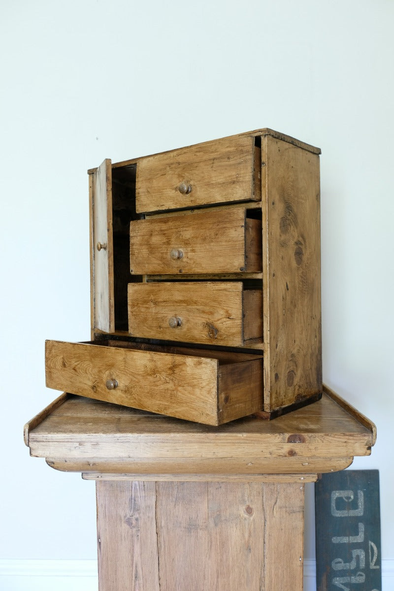 Scratch Built Pine Cupboard With Four Varied Drawers