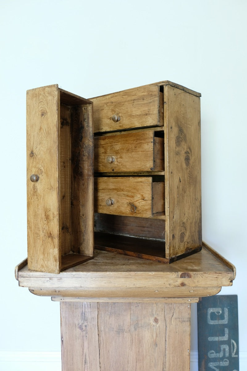 Scratch Built Pine Cupboard With Four Varied Drawers