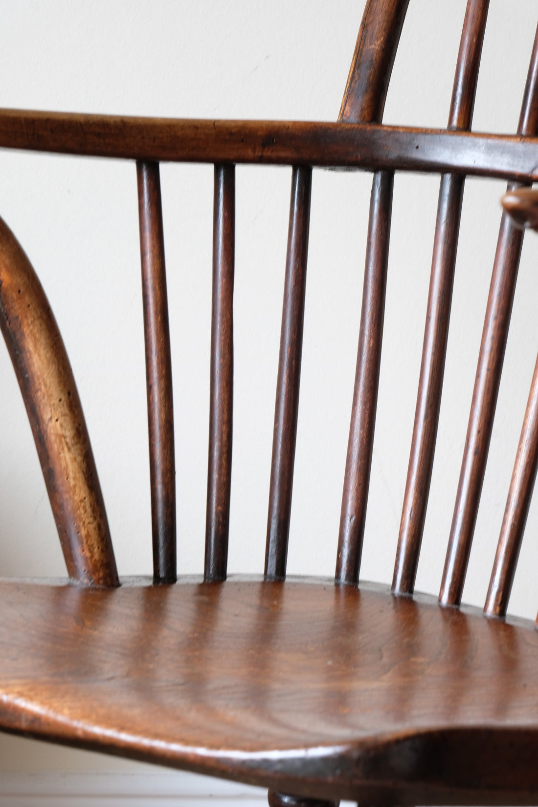 spindles of a 19th Century Windsor Wheelback Armchair in Ash & Elm
