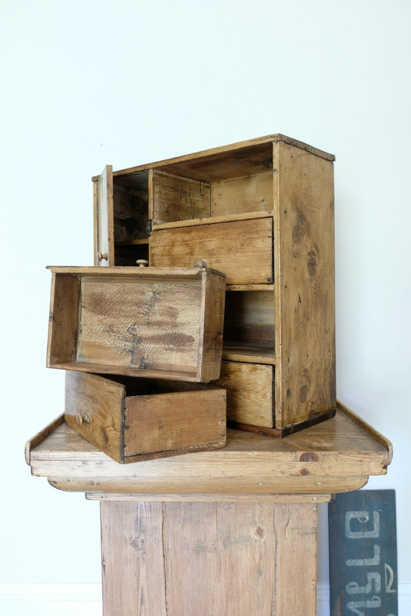 Scratch Built Pine Cupboard With Four Varied Drawers