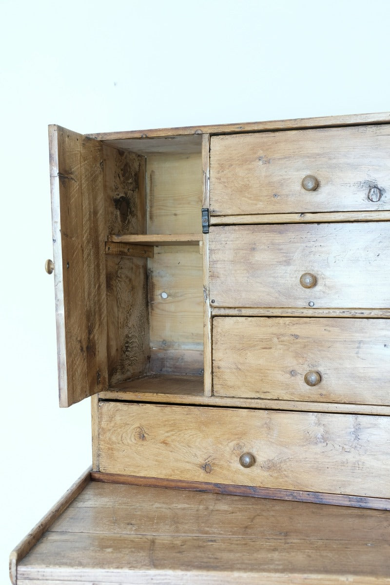 Scratch Built Pine Cupboard With Four Varied Drawers