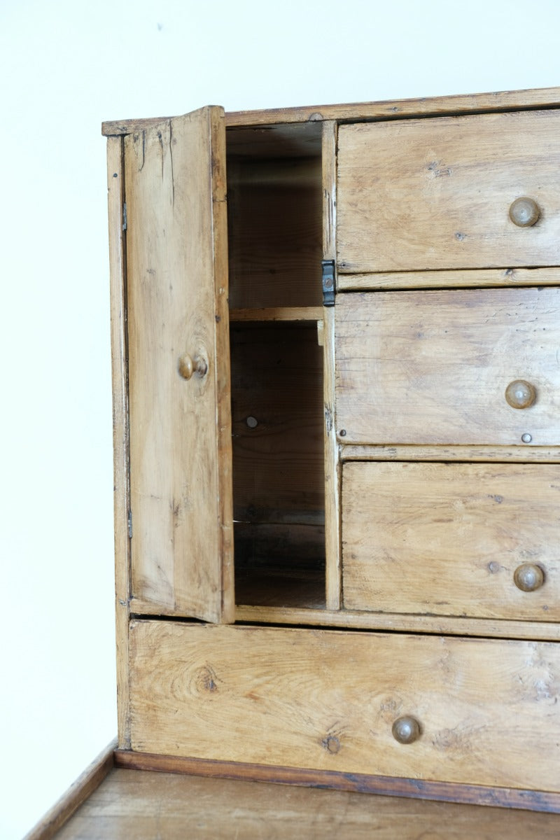 Scratch Built Pine Cupboard With Four Varied Drawers