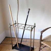 Brass & Cast Iron Stick Stand With Finials 19th Century