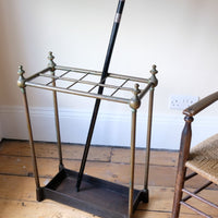 Brass & Cast Iron Stick Stand With Finials 19th Century