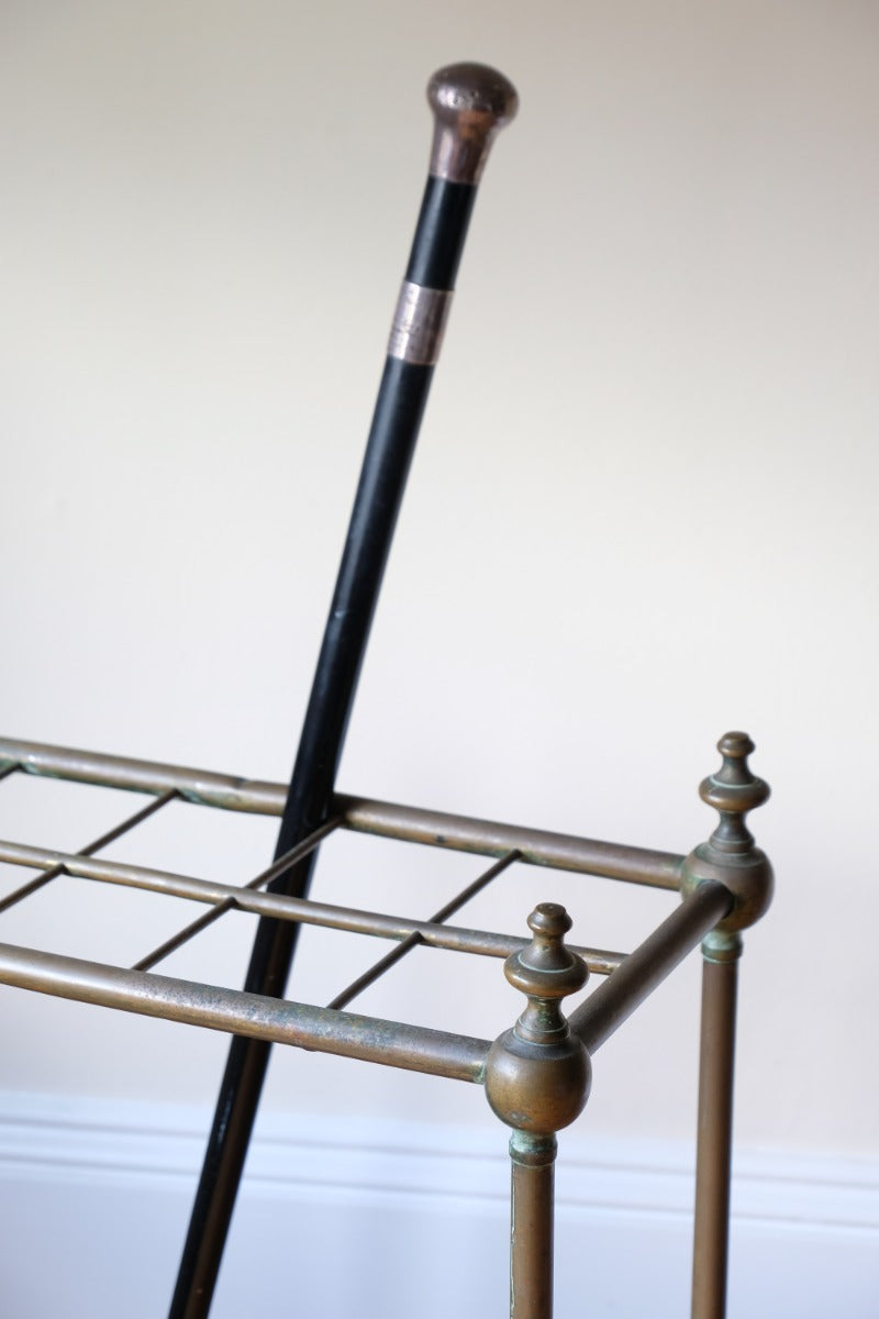 Brass & Cast Iron Stick Stand With Finials 19th Century