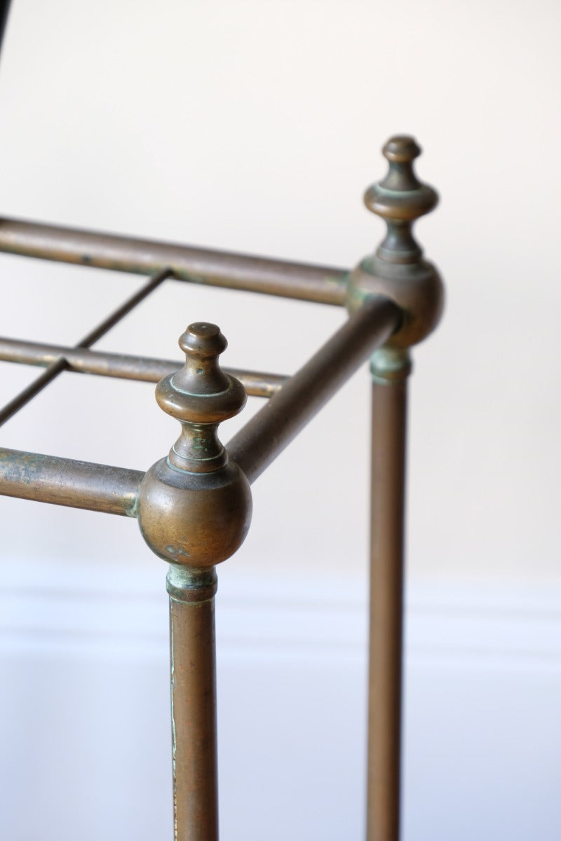 Brass & Cast Iron Stick Stand With Finials 19th Century