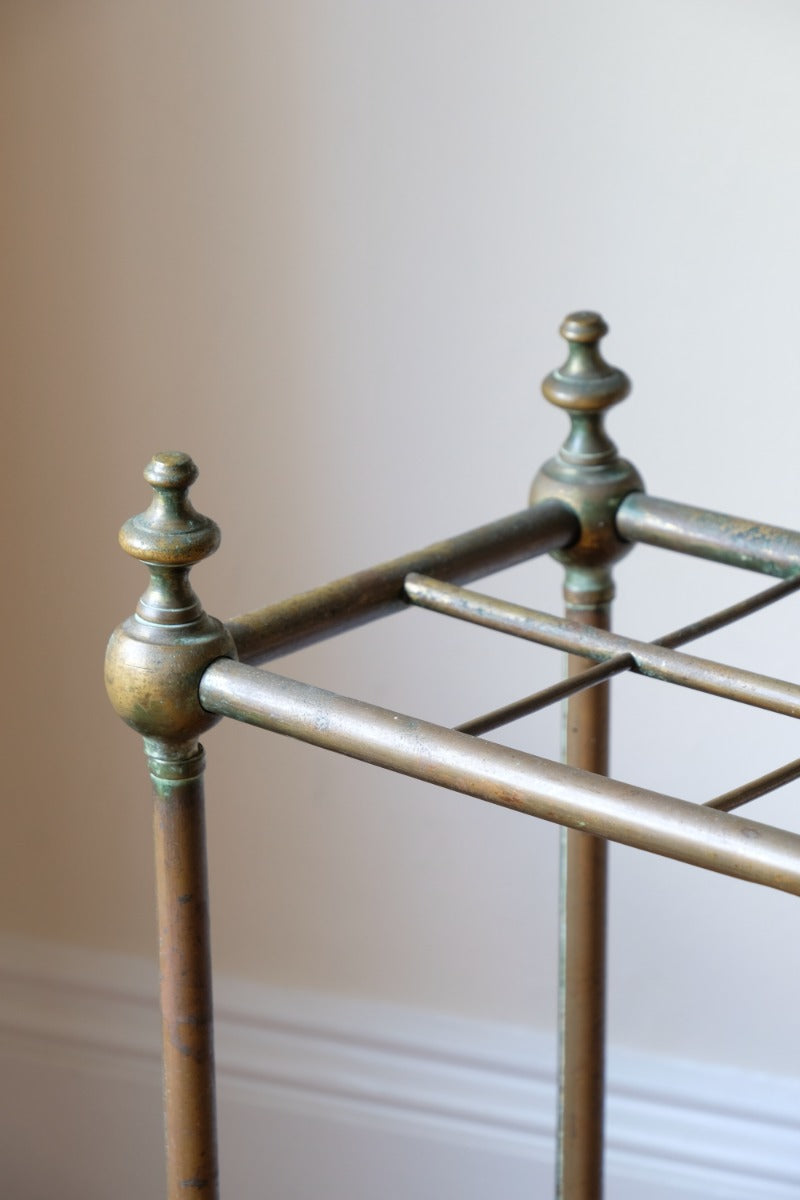 Brass & Cast Iron Stick Stand With Finials 19th Century