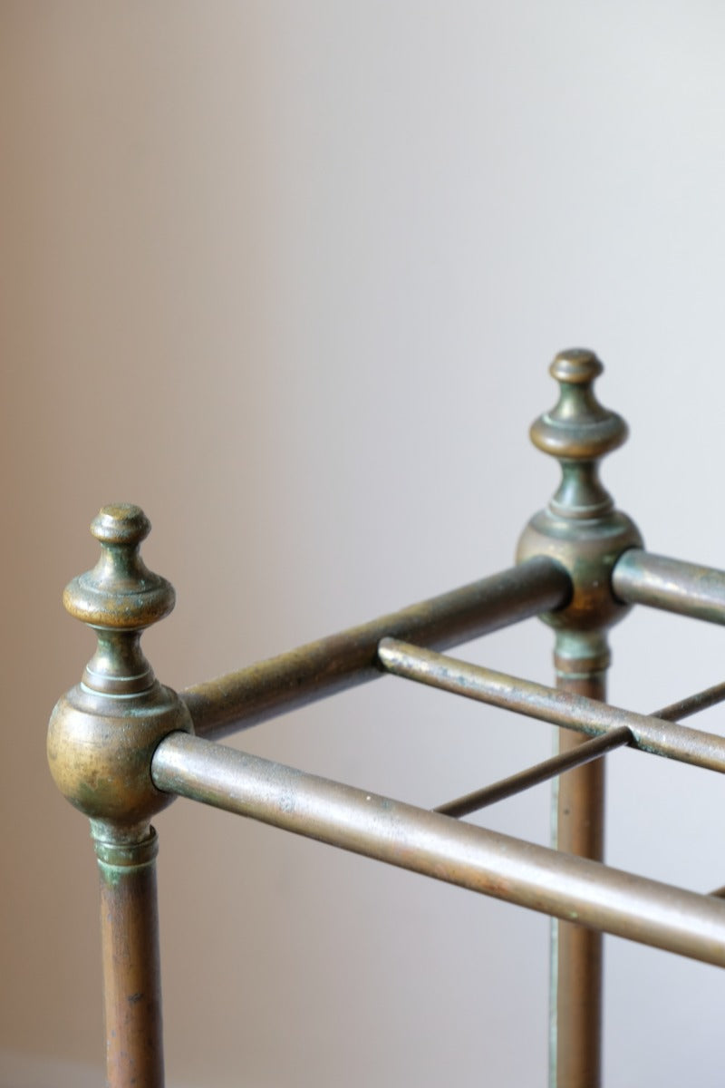 Brass & Cast Iron Stick Stand With Finials 19th Century